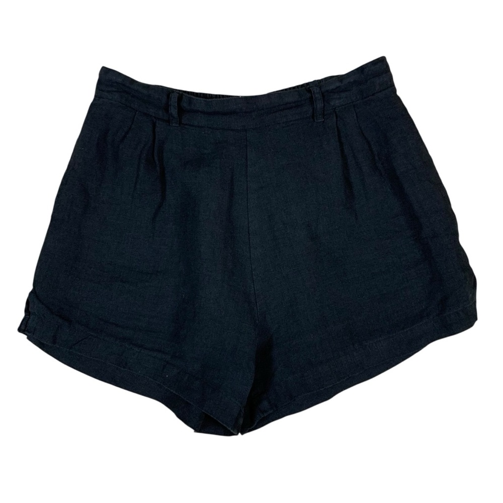 Vitamin A Black Linen Shorts M High Waist Sustainable Resortwear